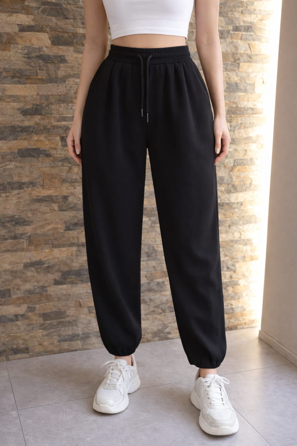 BAĞCIKLI KREP KUMAŞ BALON PANTOLON